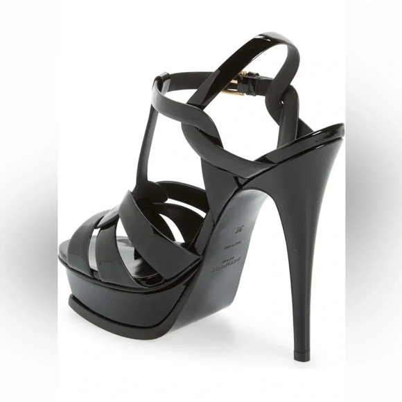 Saint Laurent Tribute T-Strap Black High Heeled Pump, Size 40.5 EU/10.5 US - Picture 2 of 9